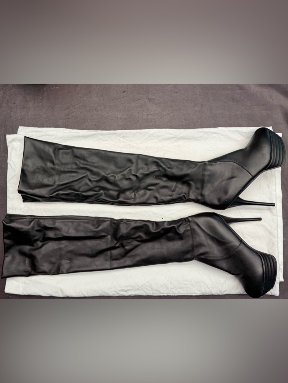 Over-the-Knee Thigh High Black Stiletto Platform Boots